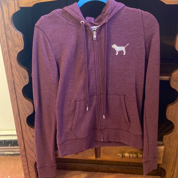 VS PINK Sequin Zippered Hoodie sz Small - Picture 2 of 7